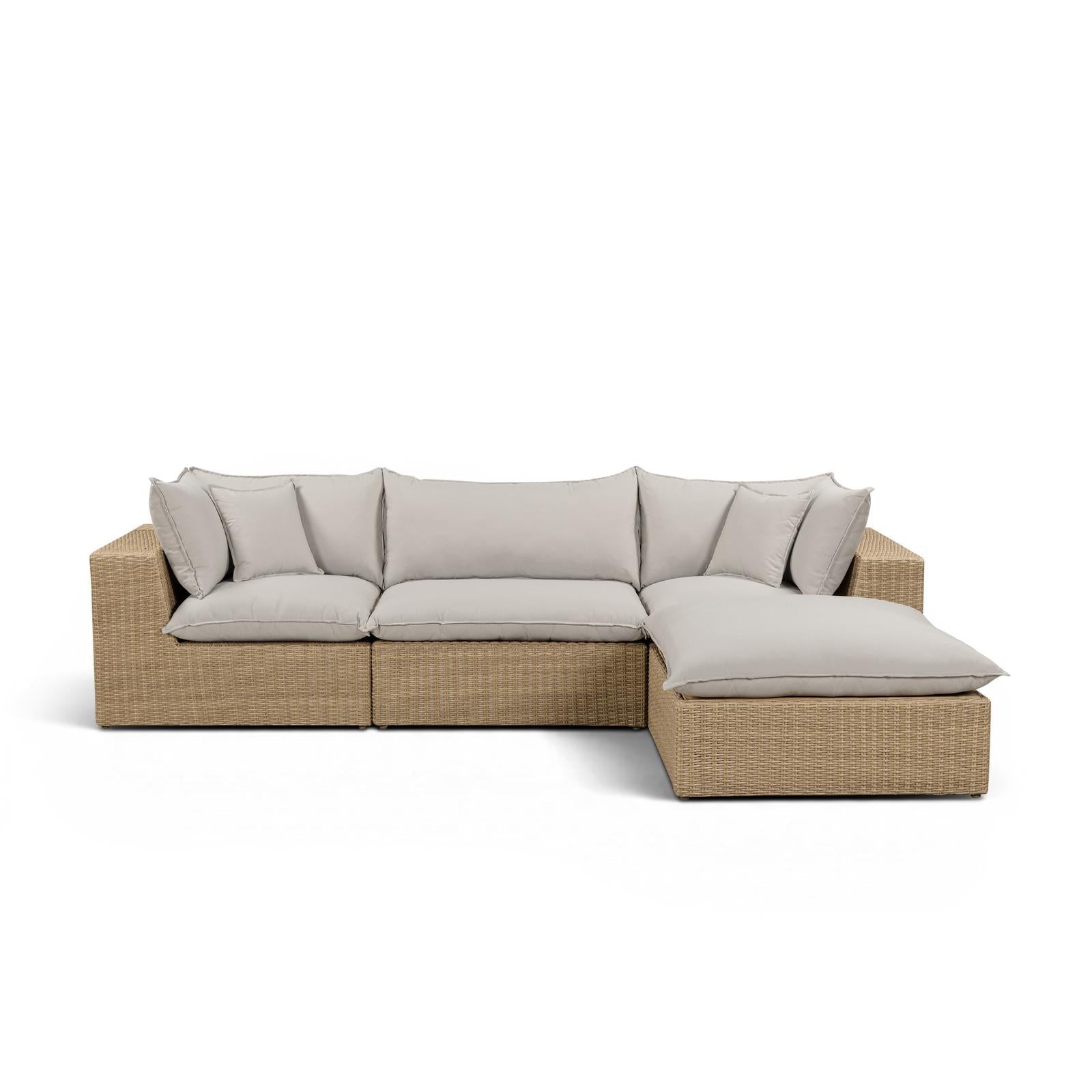 TOV Furniture Cali 4-Piece Performance Fabric & Wicker Outdoor Sectional