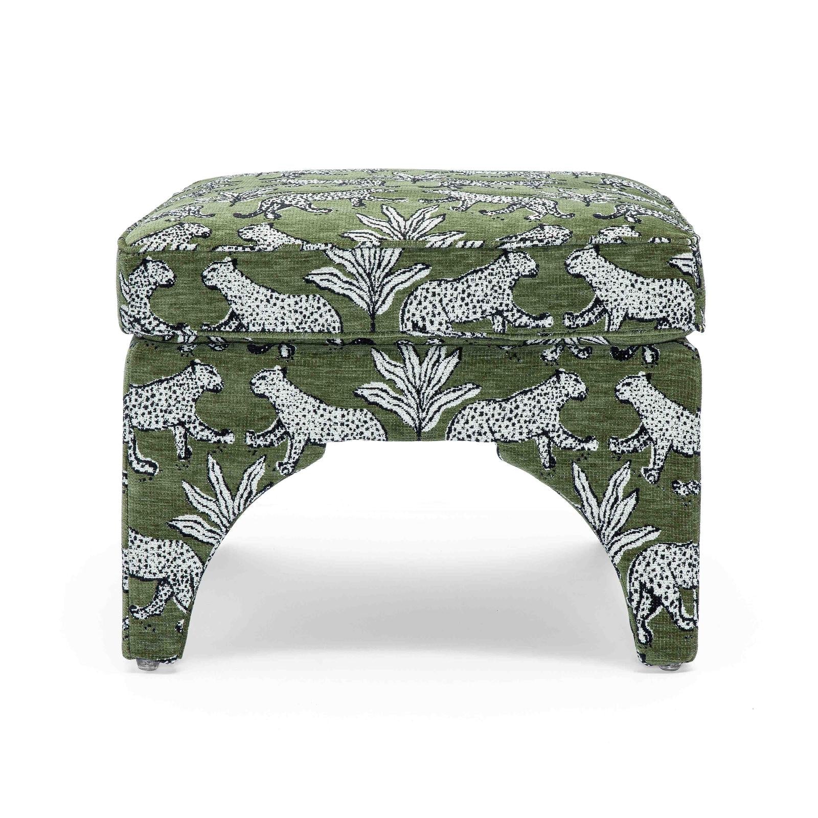 TOV Furniture Raji Leopard Performance Jacquard Ottoman