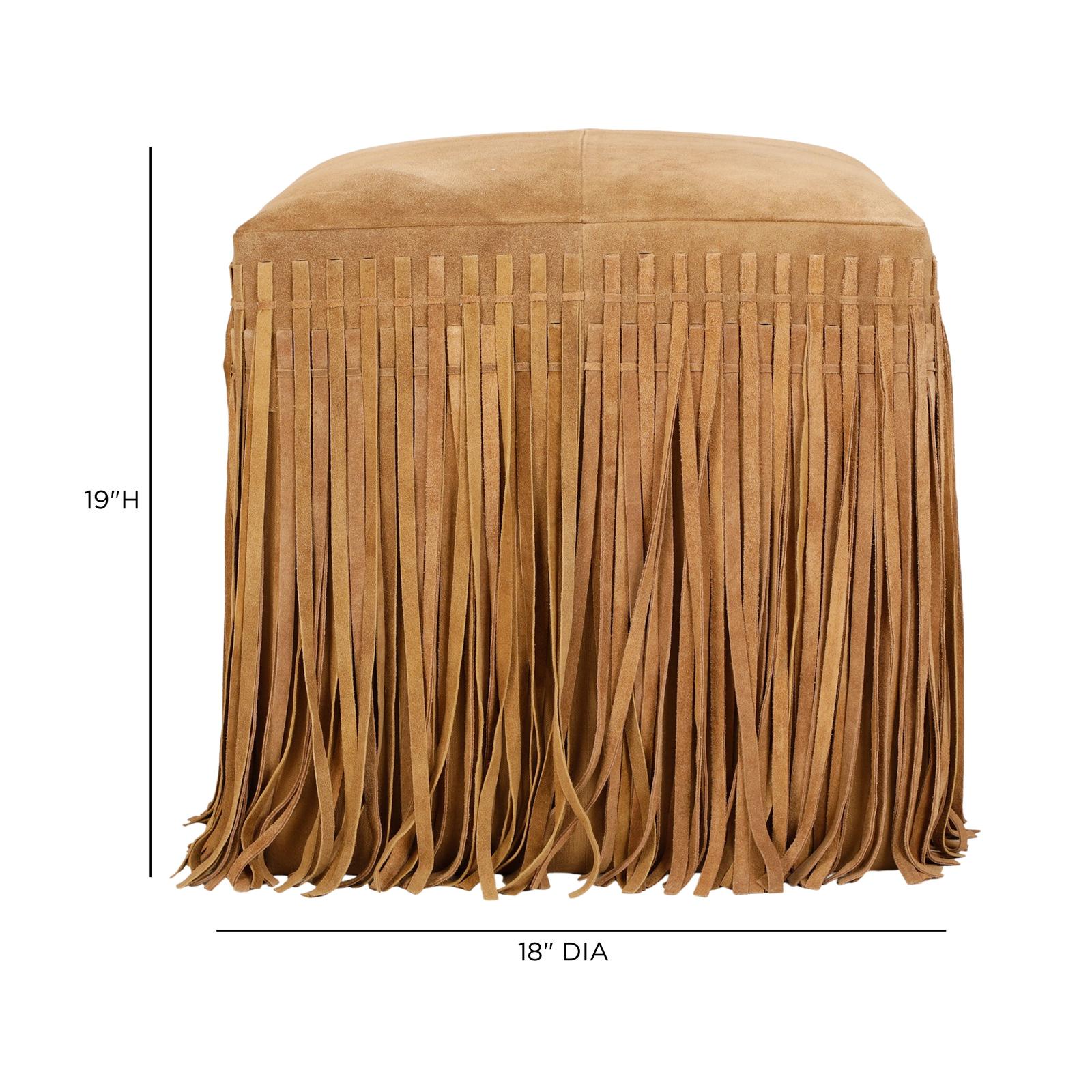 TOV Furniture Daphne Square Suede Fringe Ottoman