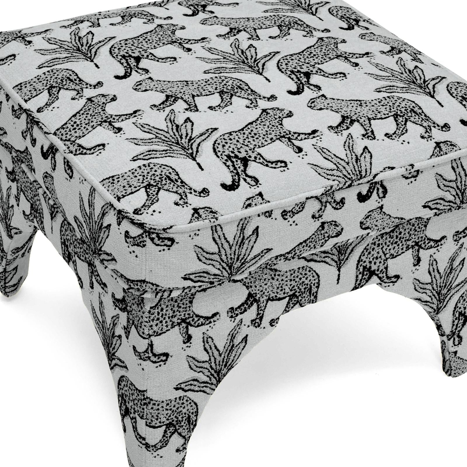 TOV Furniture Raji Leopard Performance Jacquard Ottoman