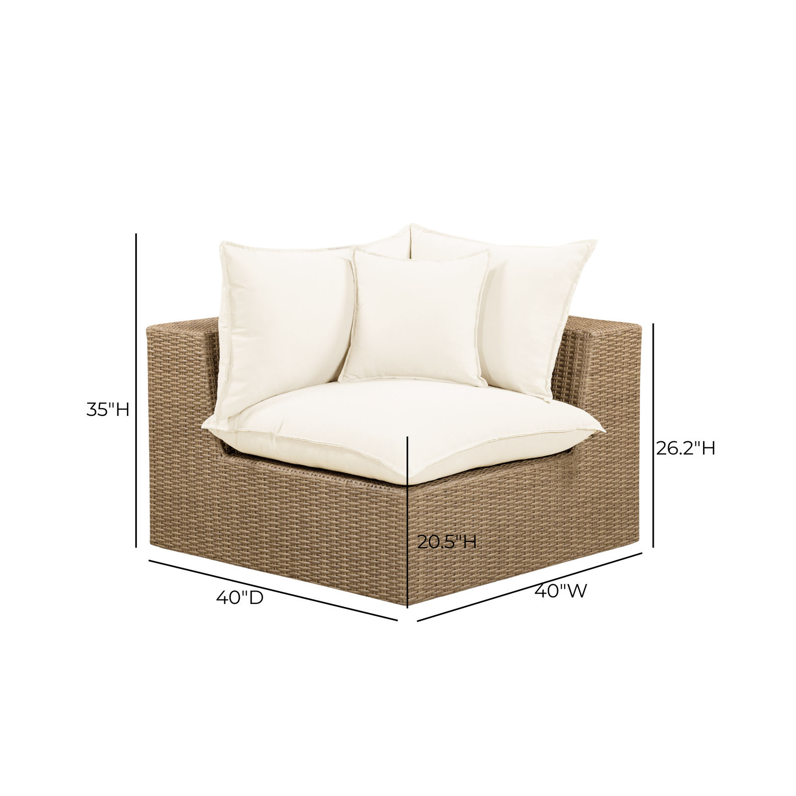 TOV Furniture Cali Performance Fabric & Wicker Outdoor Modular Components