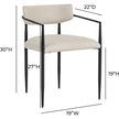 TOV Furniture Forte Cream Linen Forged Iron Dining Chair