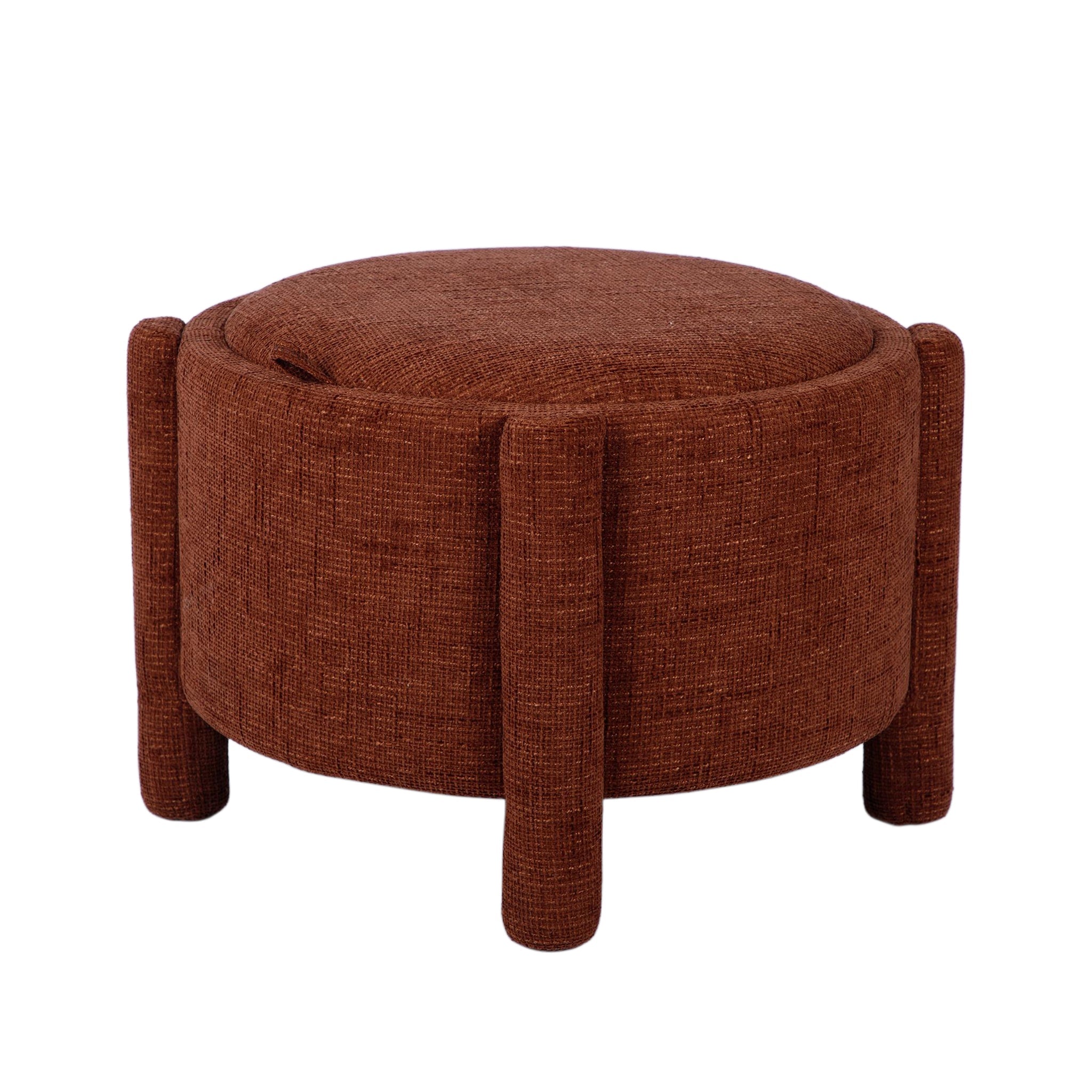 TOV Furniture Bellamy Railroad Chenille Storage Stool With Reversible Tray Top