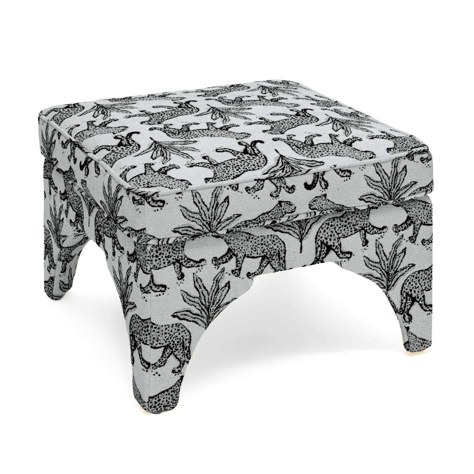 TOV Furniture Raji Leopard Performance Jacquard Ottoman