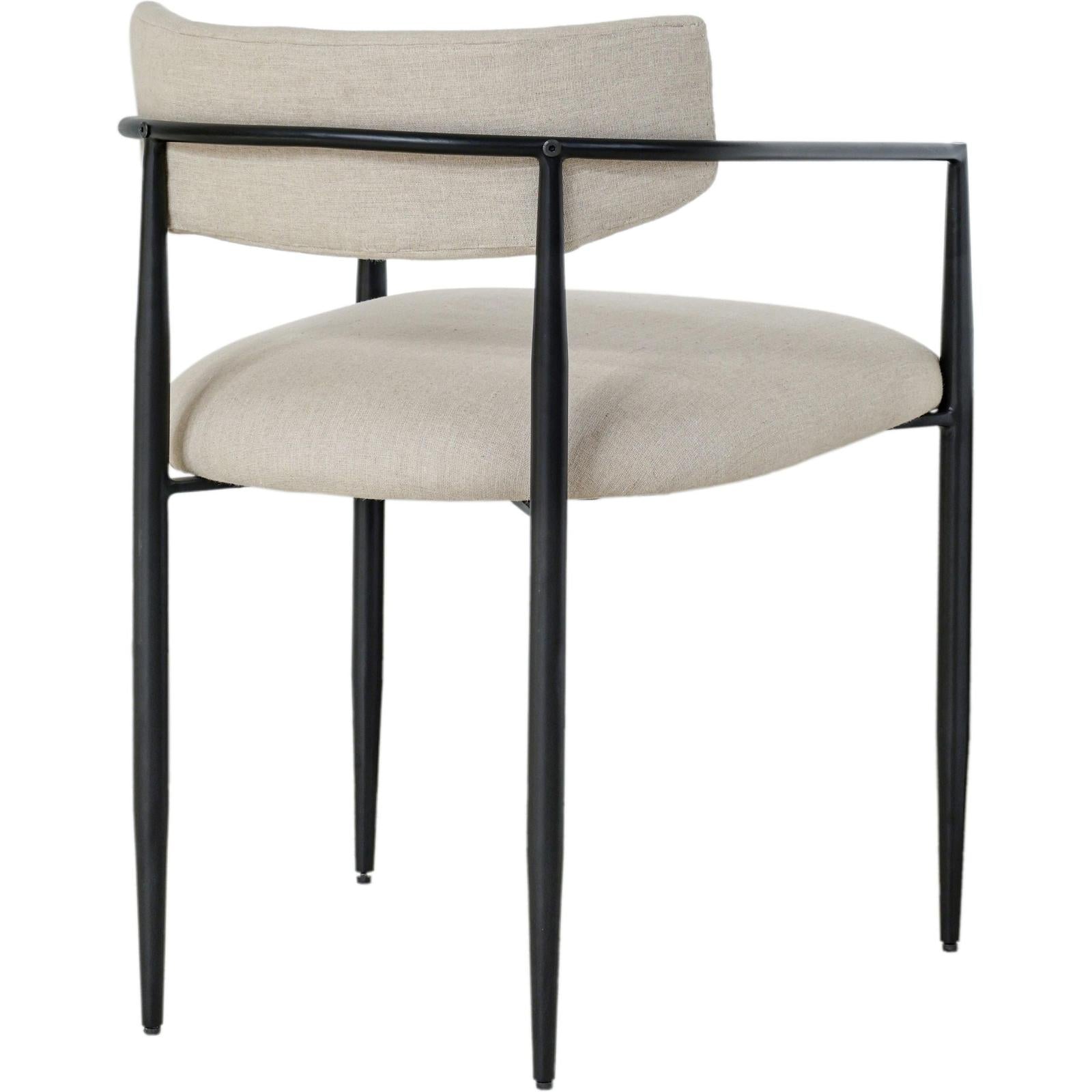 TOV Furniture Forte Cream Linen Forged Iron Dining Chair