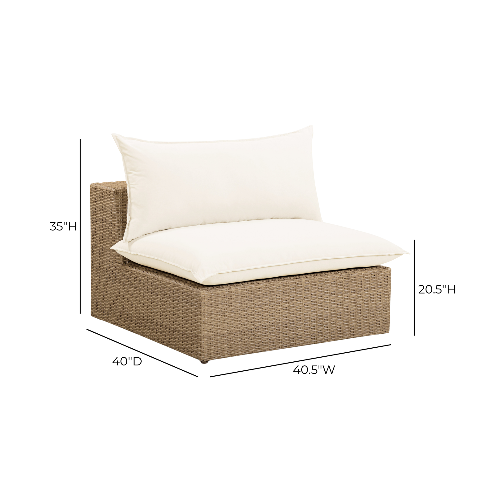 TOV Furniture Cali Performance Fabric & Wicker Outdoor Modular Components