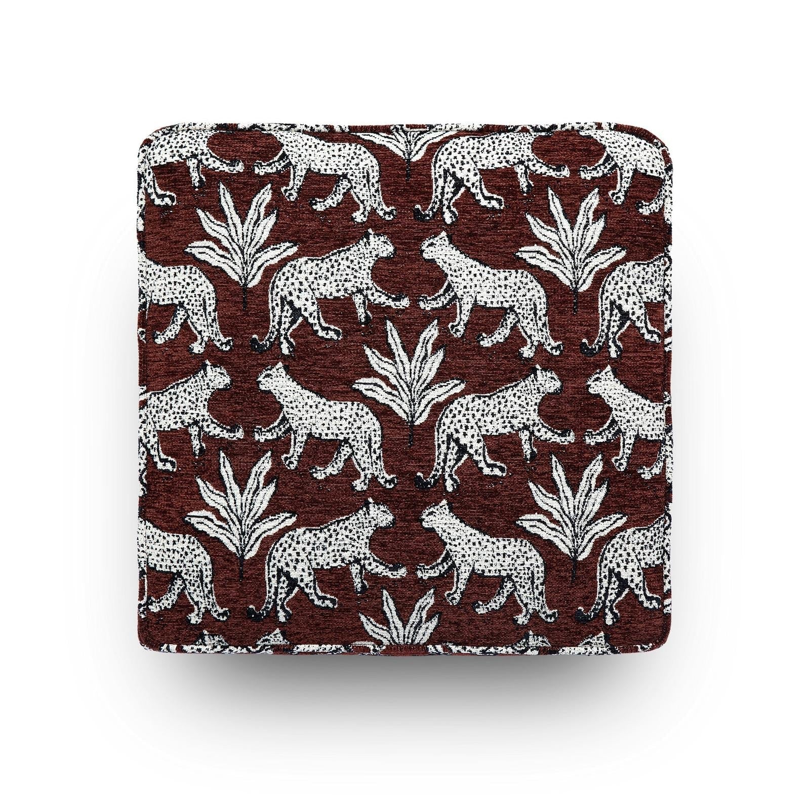 TOV Furniture Raji Leopard Performance Jacquard Ottoman