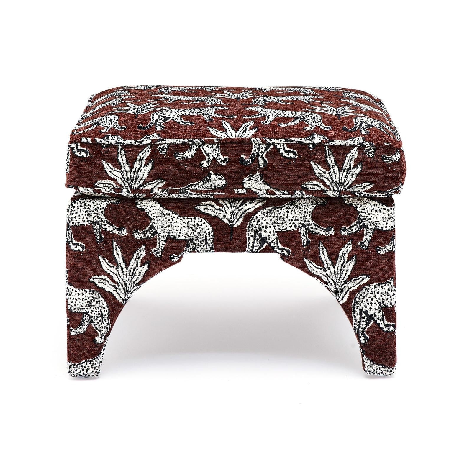 TOV Furniture Raji Leopard Performance Jacquard Ottoman