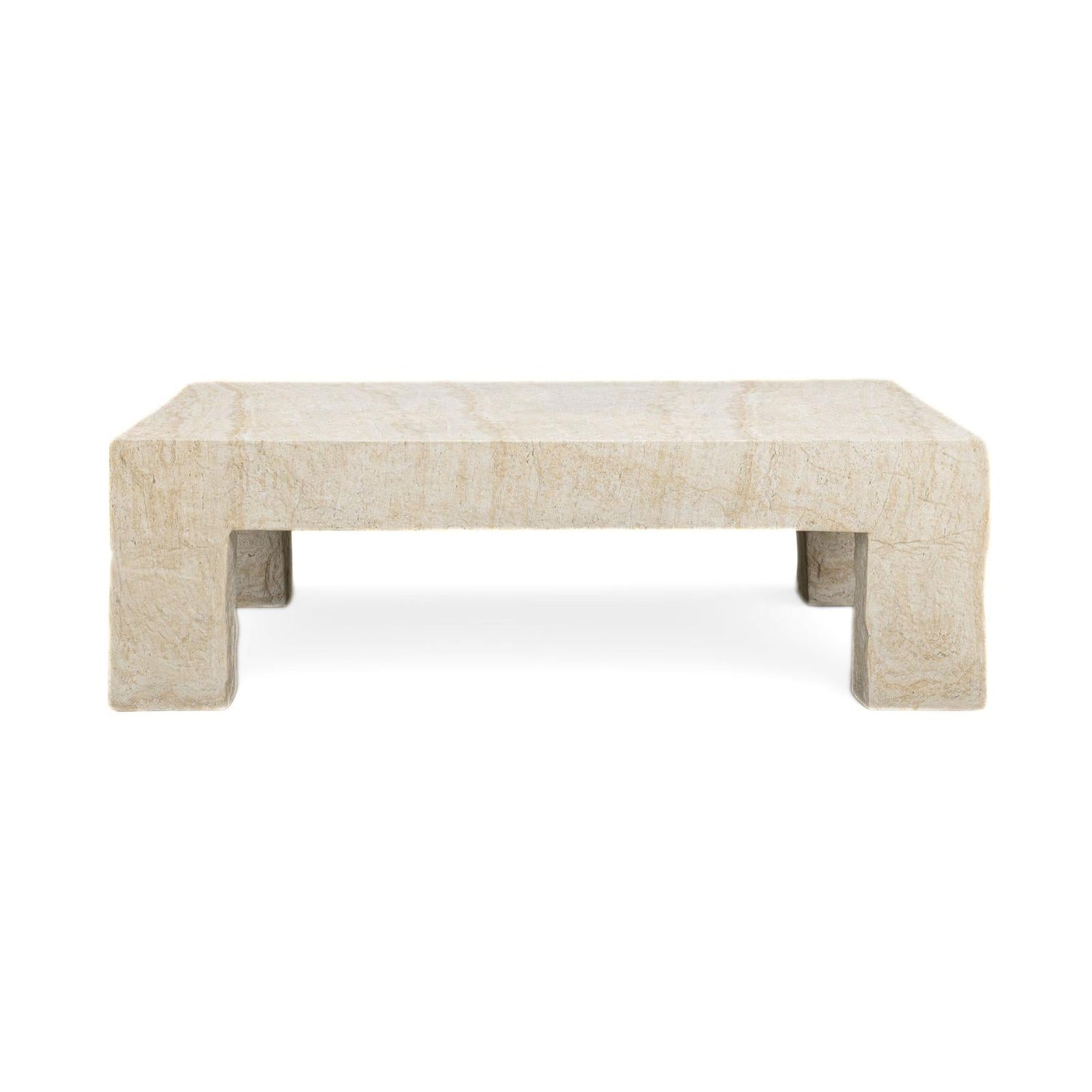 TOV Furniture Roxanne 46" Faux Travertine Indoor/Outdoor Concrete Coffee Table