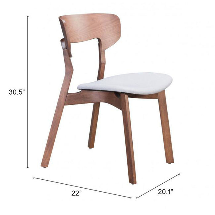 Zuo Russell Dining Chair Walnut & Light Gray - Set of 2