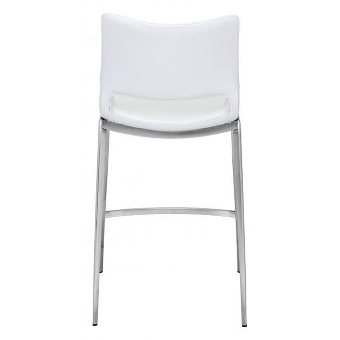 Zuo Ace Counter Chair White & Silver - Set of 2