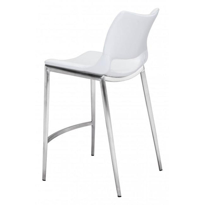 Zuo Ace Counter Chair White & Silver - Set of 2