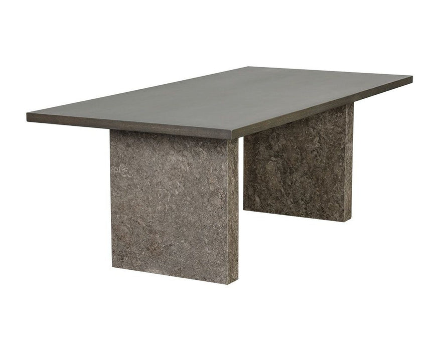 Sunpan Rebel Dining Table - Gold - Grey Marble / Charcoal Grey - 82.75"