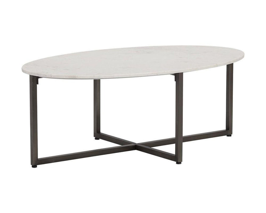 Sunpan Kiara Coffee Table - Gun Metal - White Marble