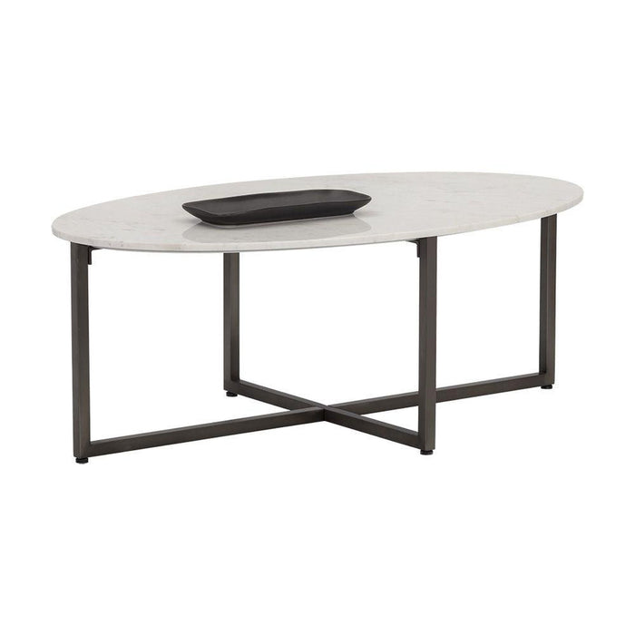 Sunpan Kiara Coffee Table - Gun Metal - White Marble