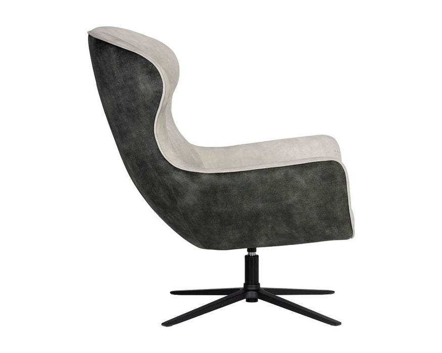 Sunpan Weller Swivel Lounge Chair - Nono Cream / Nono Dark Green