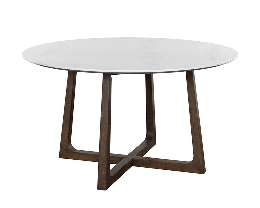Sunpan Flores Dining Table - Ebony Brown - White Marble - 53"