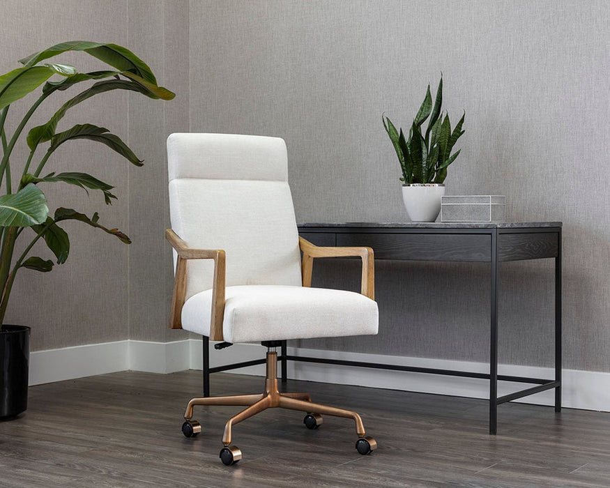 Sunpan Collin Office Chair - Natural/Heather Ivory Tweed