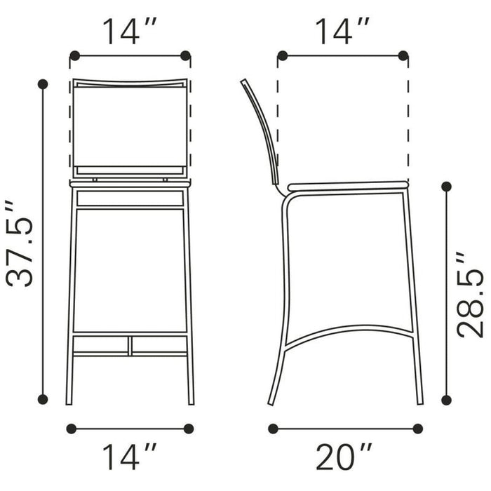 Zuo Soar Bar Chair - Set of 2