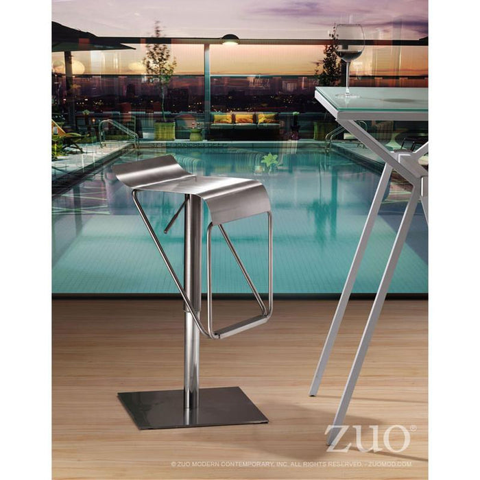 Zuo Dazzer Barstool Brushed Stainless Steel