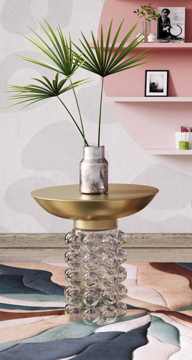 TOV Furniture Bubble Glass and Brass Side Table