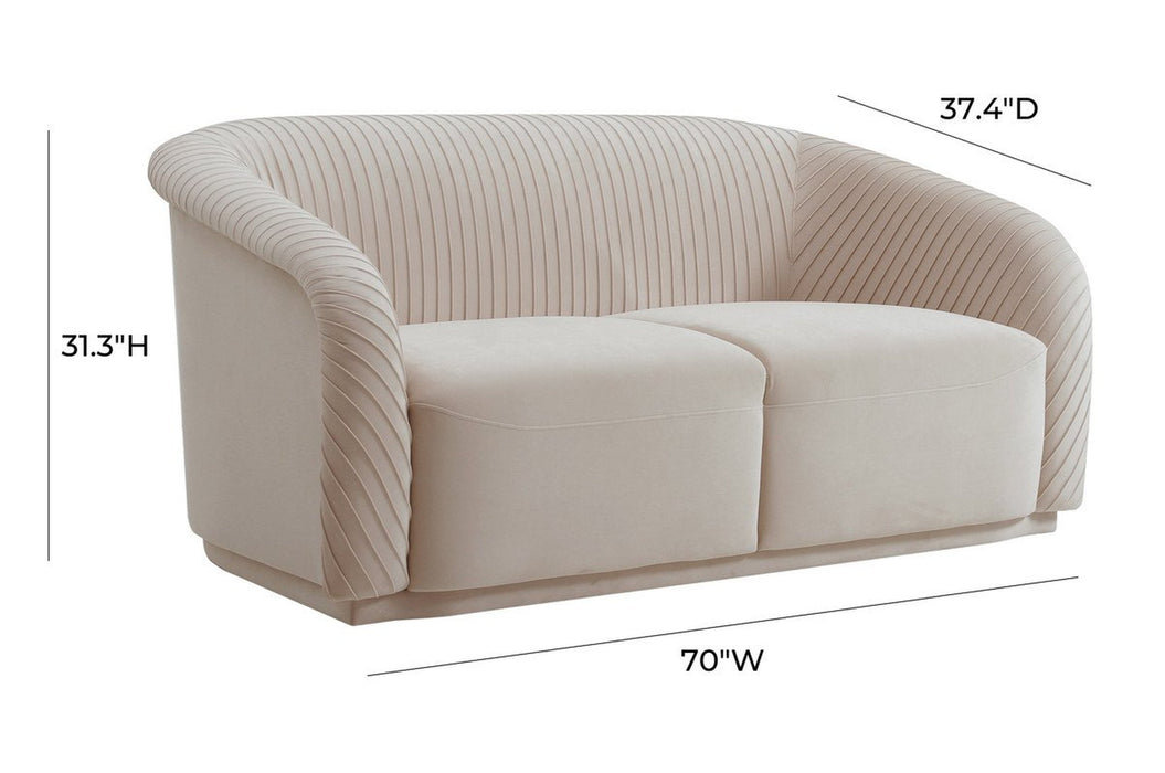 TOV Furniture Yara Pleated Velvet Loveseat by Inspire Me! Home Decor