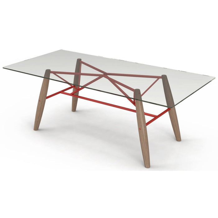 Huppe Connection Glass Top Dining Table with White Oak Legs
