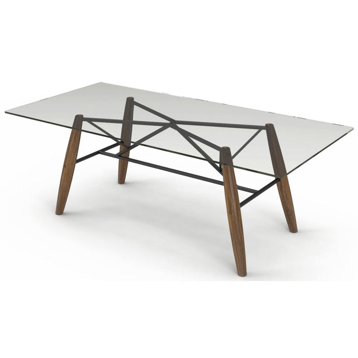 Huppe Connection Glass Top Dining Table with Walnut Legs