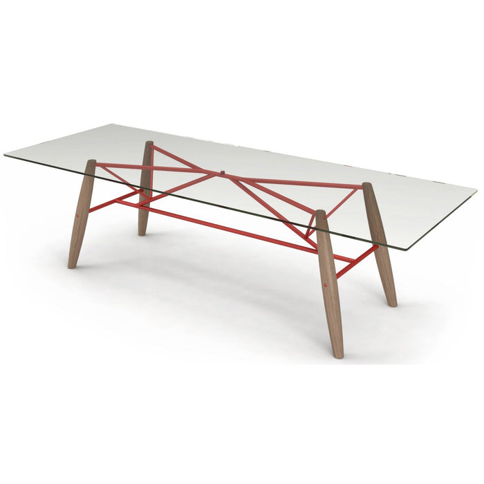 Huppe Connection Glass Top Dining Table with White Oak Legs