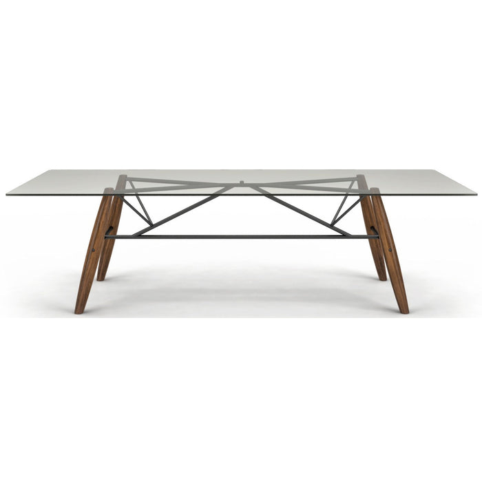 Huppe Connection Glass Top Dining Table with Walnut Legs